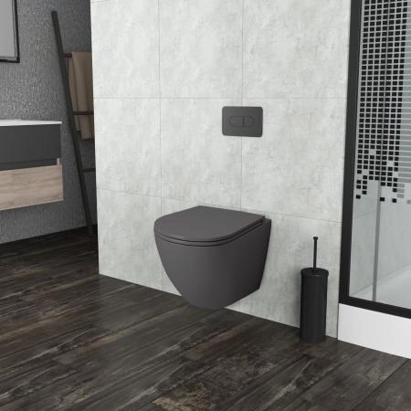 Унитаз Grossman GR-4455GMS (490*370*360) подвесной безободковый с тонкой крышкой, серый матовый