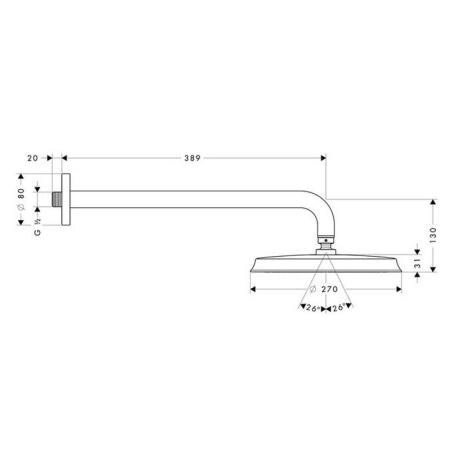 Верхний душ Hansgrohe Raindance Classic 27424090, хром/золото