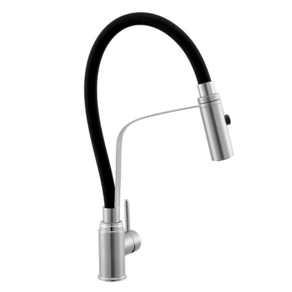Смеситель KNOTLOR STREAMLINE SS-07, с гибким изливом и режимом «Душ» сатин