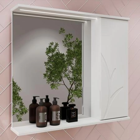 Зеркало-шкаф Volna Adel 80 правый белый глянец