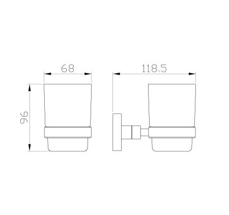 Стакан для зубных щеток с держателем WONZON & WOGHAND POLO, Брашированный никель (WW-8921-BN)