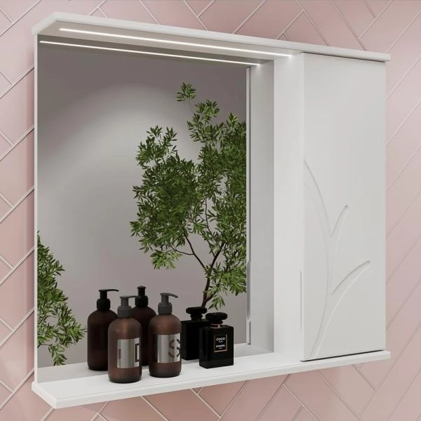 Зеркало-шкаф Volna Adel 80 правый белый глянец