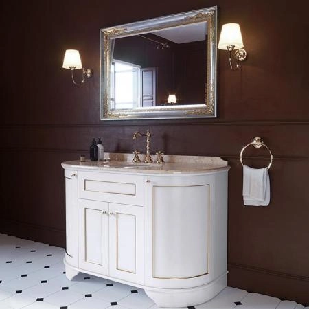 TW York Nuovo Комплект мебели с мраморной столешницей с 3 отв., 130см, напольный, цвет: белый / золото, мрамор: diano