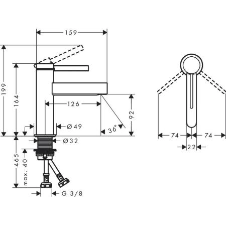 Hansgrohe Finoris 76010000 Смеситель для раковины 100 p-open, хром