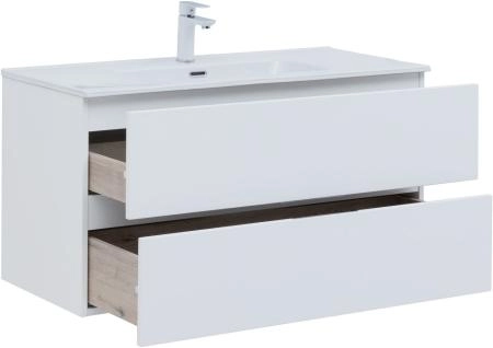 Тумба под раковину Aquanet Алвита New 100 2 ящика, белый матовый