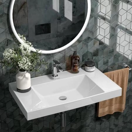 Раковина Kerama Marazzi CUBO КУБО CU.wb.80 подвесная\мебельная 80, белая глянцевая