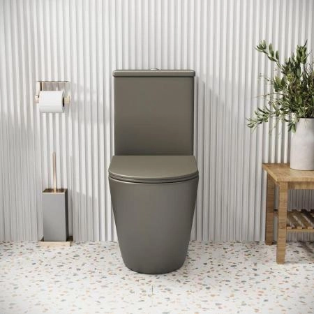Унитаз Grossman GR-4480GSMS Color (620*365*810) ХАКИ МАТОВЫЙ напольный Безободковый с тонкой крышкой