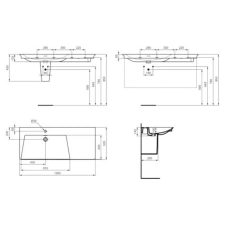 Ideal Standard La Dolce Vita Раковина подвесная 126х53.5см., sx, с 1 отв., цвет: белый