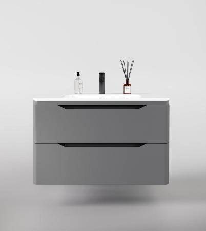 Тумба подвесная Style Line Марелла 90 (2 ящ.) Люкс антискрейтч серый, PLUS