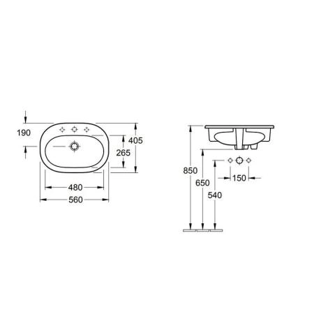 Раковина Villeroy&Boch O'Novo 56x40 встраиваемая 41615601