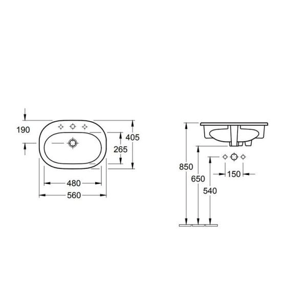 Раковина Villeroy&Boch O'Novo 56x40 встраиваемая 41615601