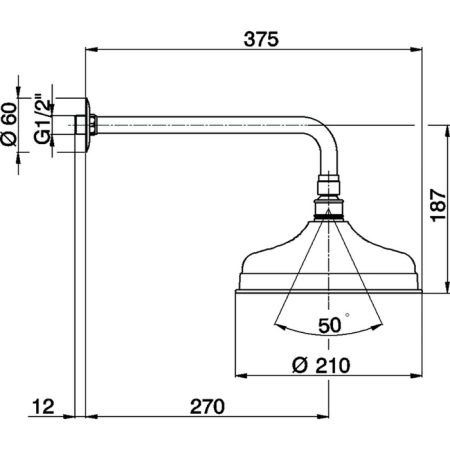 CISAL Shower Верхний душ D210 мм Easy Clean с настенным держателем L270 мм, цвет: бронза