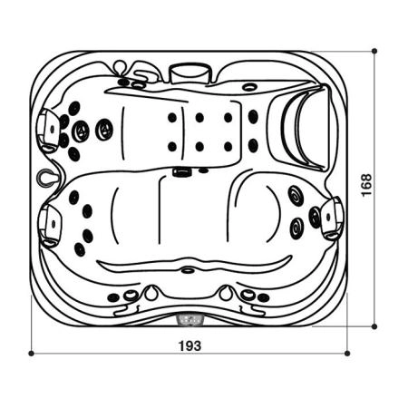 Jacuzzi J315 Минибассейн 193х168х81см, отдельностоящий, без стерео-системы, панель Modern Hardwood, цвет акрила: Platinum