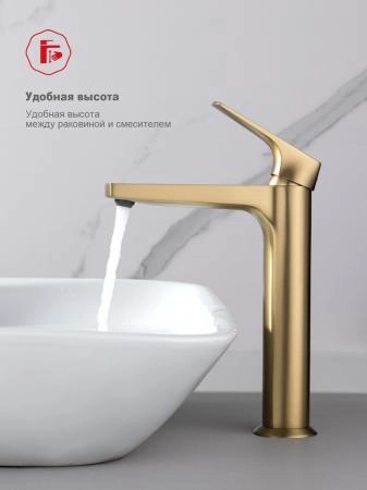 Смеситель RAGLO R07.15.03, высокий, золотой сатин