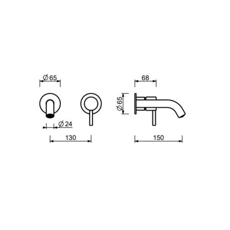 Fantini Nostromo Small Смесители встроенный для раковины на 2 отв, цвет: Matt Gun Metal PVD