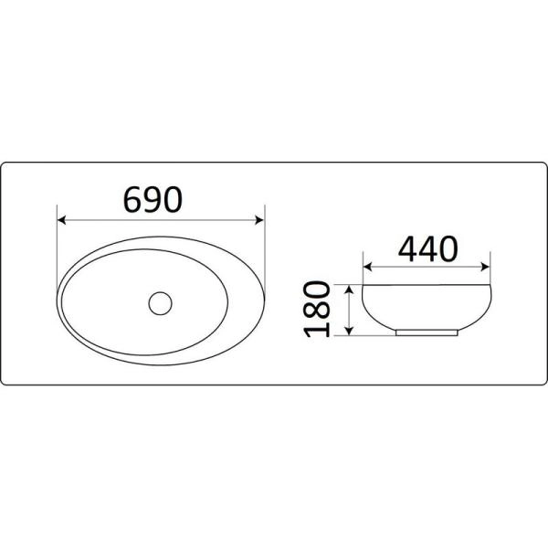 Раковина CeramaLux NC 78456 69 см на столешницу черная
