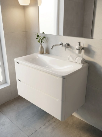 Раковина Uperwood Ocean Rocean80wg0 полувстраиваемая 80 см без отверстия под смеситель белая глянцевая