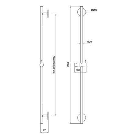 Almar Душевая штанга 100см, цвет: Copper Brushed PVD