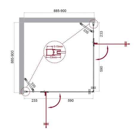 Душевой уголок BelBagno KRAFT 90x90 прозрачное стекло 6 мм профиль хром KRAFT-A-22-90-C-Cr