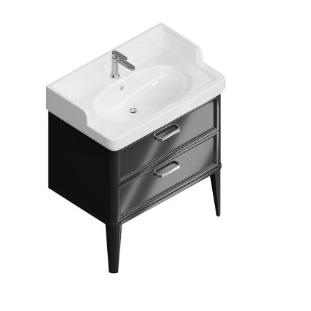 Тумба Kerama Marazzi POMPEI ПОМПЕИ PO.N.80.2\BLK напольная с 2 ящиками 80, черная глянцевая