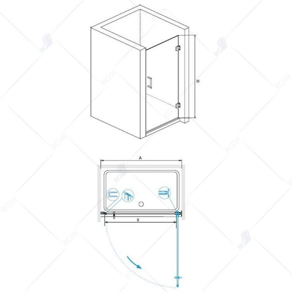 Душевая дверь RGW Hotel HO-011B 60 см стекло прозрачное/профиль черный 350601106-14