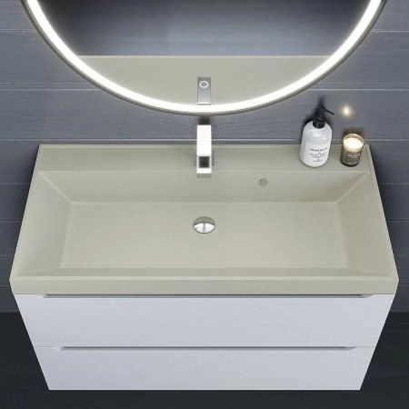 Раковина кварцевая Uperwood Classic Quartz 100 см, бежевая матовая, лён