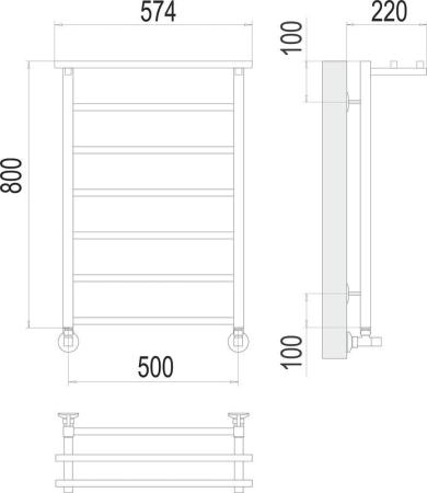 Полотенцесушитель Terminus Контур с/п П7 500х800 водяной