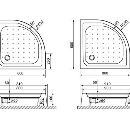 Поддон для душа RGW LUX/TN-Р 16180488-41 80x80 см акрил
