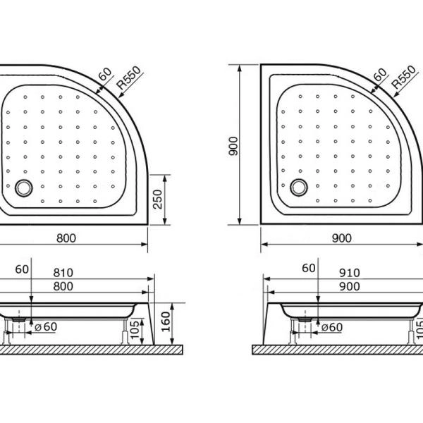 Поддон для душа RGW LUX/TN-Р 16180488-41 80x80 см акрил