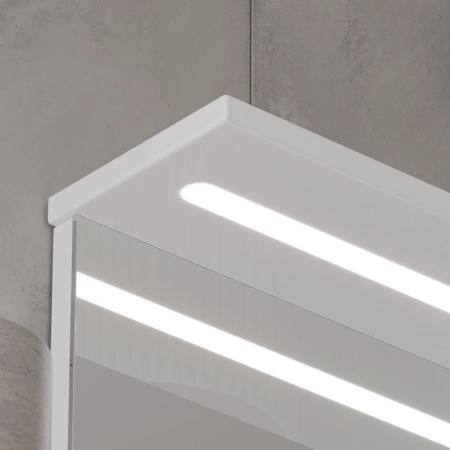 Зеркало-шкаф с LED подсветкой Volna Lake 80 правое (белый)