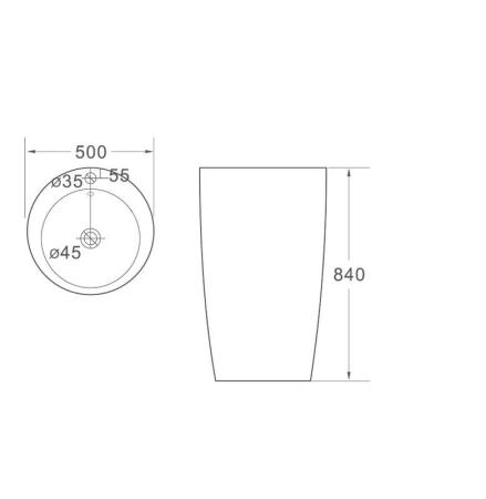 Раковина SantiLine SL-4004 50x50 напольный керамическая Белый