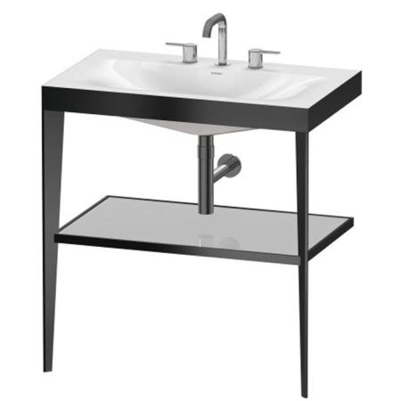 Duravit XViu Консоль напольная, 80x48x85см, с полкой, с раковиной без перелива, 3 отв., цвет: black matt/crome