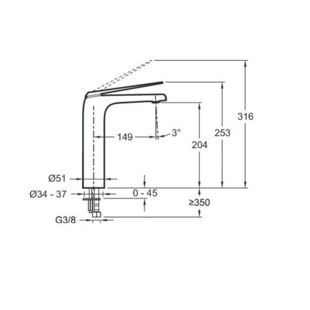 Смеситель Jacob Delafon AVID E97347-CP для раковины хром с донным клапаном