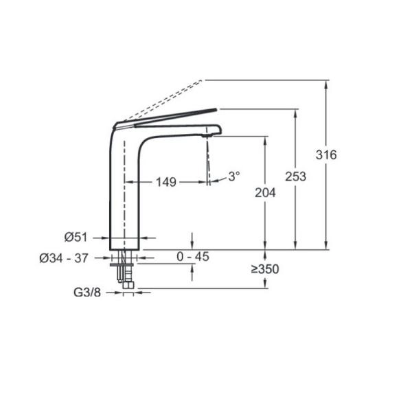 Смеситель Jacob Delafon AVID E97347-CP для раковины хром с донным клапаном