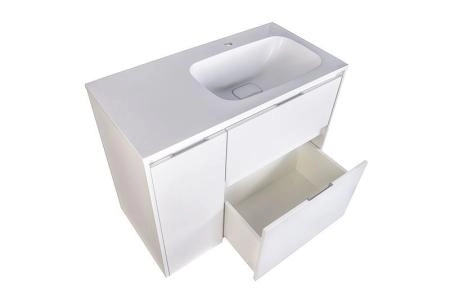 Тумба под раковину Style line El Fante напольная Барселона 90 правая (2 ящ.) с выкатной корзиной, Люкс белая, Plus