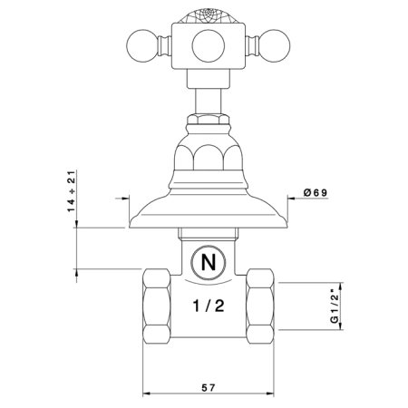 Nicolazzi Half Dome Crystal Вентиль запорный 1/2”, цвет: хром