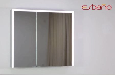 Зеркальный шкаф ESBANO ES-5008NS LED подсветка сенсор, с розеткой 800x700X140