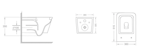 Унитаз Ceramalux 5170MW подвесной безободковый сиденье микролифт белый матовый 520x350x345