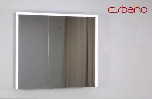 Зеркальный шкаф ESBANO ES-5008NS LED подсветка сенсор, с розеткой 800x700X140