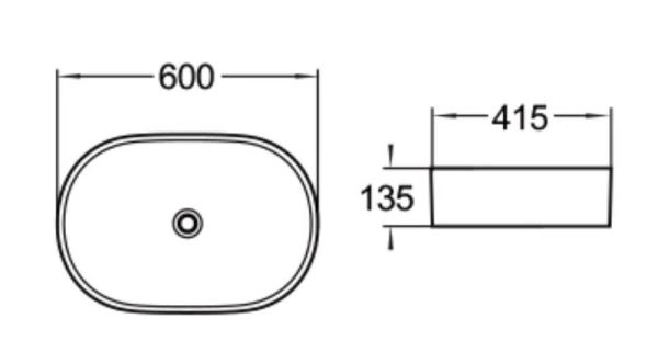 Раковина SantiLine SL-1028 60x41,5 на столешницу керамическая Белый