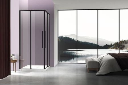 Душевой уголок Vincea Slim-N VSS-4SN8010CLB, 1000*800, черный, стекло прозрачное