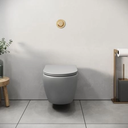 Унитаз Grossman GR-4455GLMS Color (485*365*360) СВЕТЛО-СЕРЫЙ МАТОВЫЙ подвесной Безободковый с тонкой крышкой