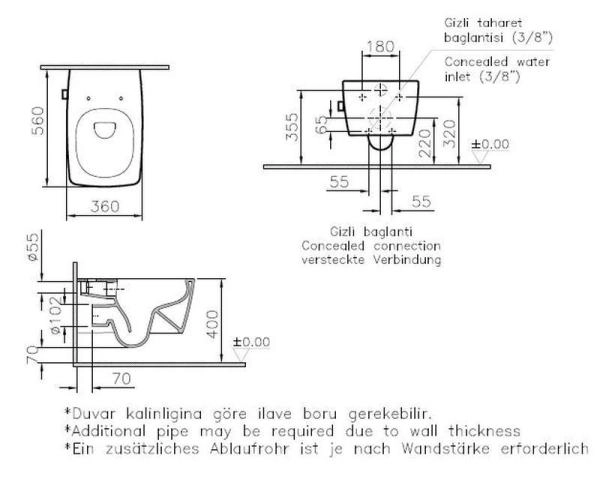 Унитаз VitrA Metropole Rim-Ex 7672B003-1684 безободковый подвесной с функцией биде и встроенным смесителем