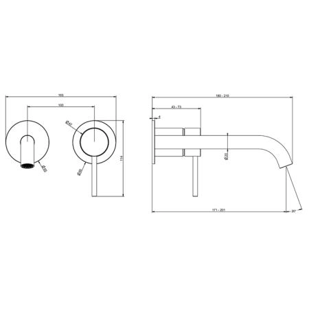 Gessi 316 Смеситель для раковины, встраиваемый, цвет: Black XL