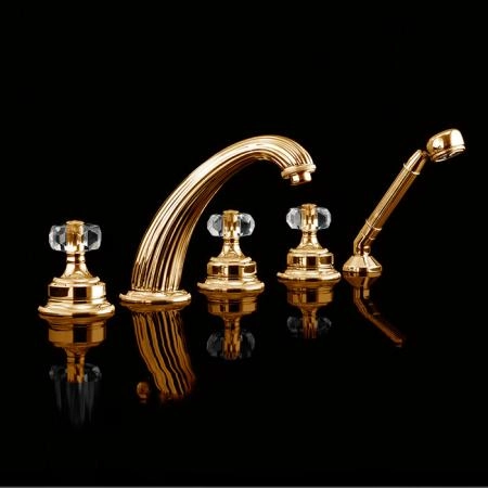 Devon&Devon Excelsior King Смеситель для установки на борт ванны с 5 отверстиями, переключателем и душем. Цвет: золото 24к.