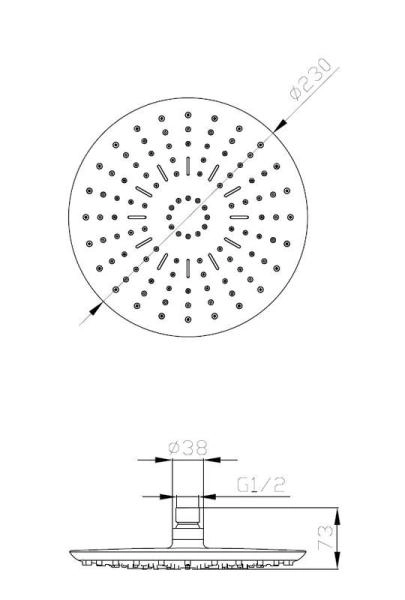Верхний душ ESKO TS270 black черный 230 мм