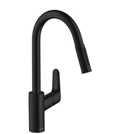 Hansgrohe 31815670 Focus Смеситель для кухни 230 мм, выдвижной излив, матовый черный