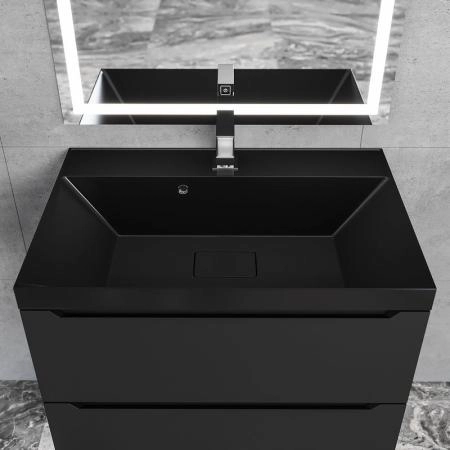 Раковина для ванной Uperwood Classic New 70х45х16,3 см, черная глянцевая, с накладкой для слива