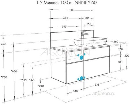 Тумба под раковину AQUATON Мишель 100 без столешницы, дуб эндгрейн, белый 1A244101MIX40