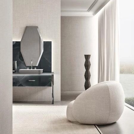 VITAGE milldue edition HILTON 06 Комплект мебели 226х56х77см напольный, 2 раковины, 2 зеркала, с подсветкой, цвет: onice smoke/полированная сталь